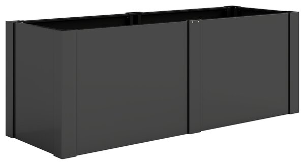 Letto Rialzato Per Orto 150x53x55 cm a Fondo Aperto con Divisore e Angoli Rinforzati in Acciaio Nero