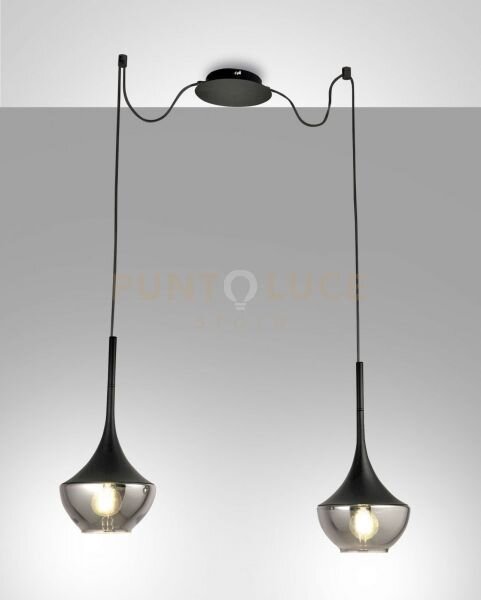 Apollo sospensione nera 2 luce 3623-42-101