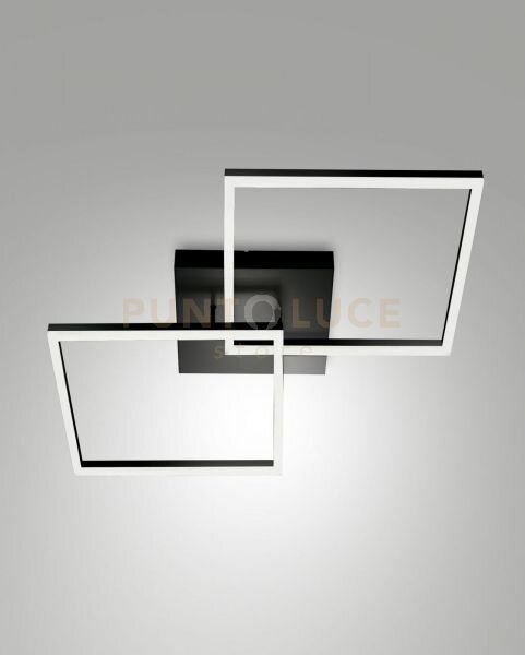 Bard plafoniera nera l.65x65cm 2 luci a led 3000k - 52w - 5180 lm 