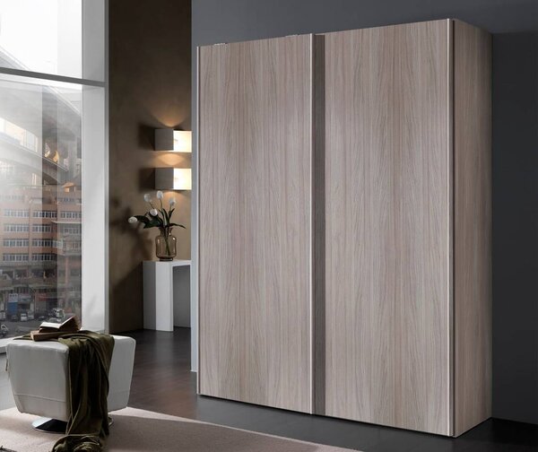 Armadio 2 Ante Scorrevoli 200x120x50cm - Con Appendiabiti E 3 Ripiani, Colore Bianco/Rovere - Foto 2