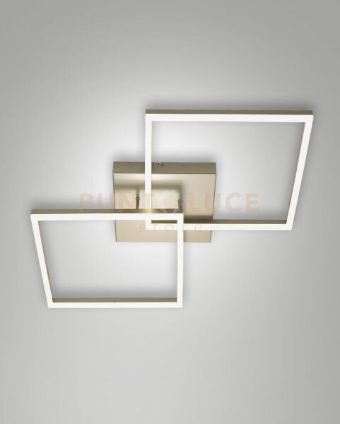 Bard plafoniera oro opaco l.65x65cm 2 luci a led 3000k - 52w - 518