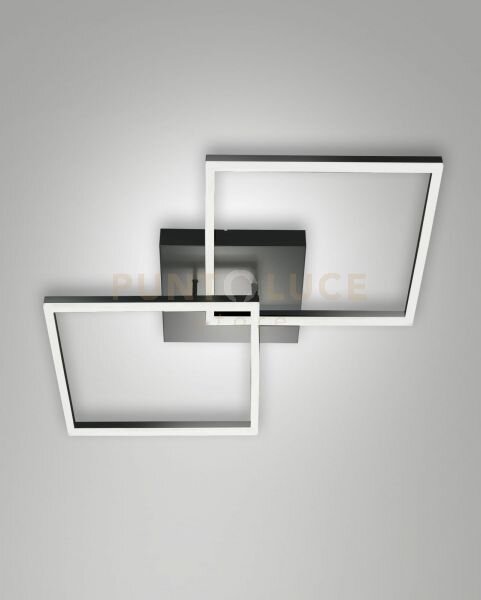 Bard plafoniera antracite l.65x65cm 2 luci a led 3000k - 52w - 51