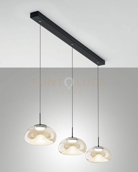 Brena sospensione cognac 3 luci lineare a led cct 2700k - 3000k - 