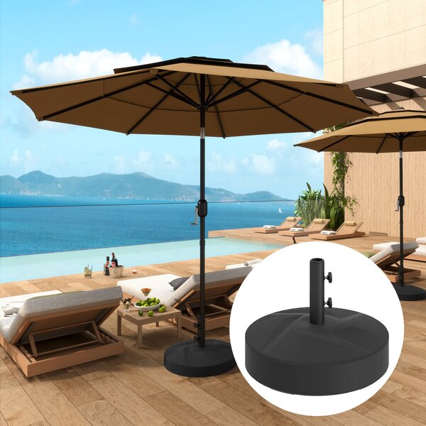 Outsunny Base per Ombrellone Riempibile con Acqua 25kg/Sabbia a 30 kg, per Pali di Ombrelloni da Ø36/38/48 mm, Nero | Aosom Italy