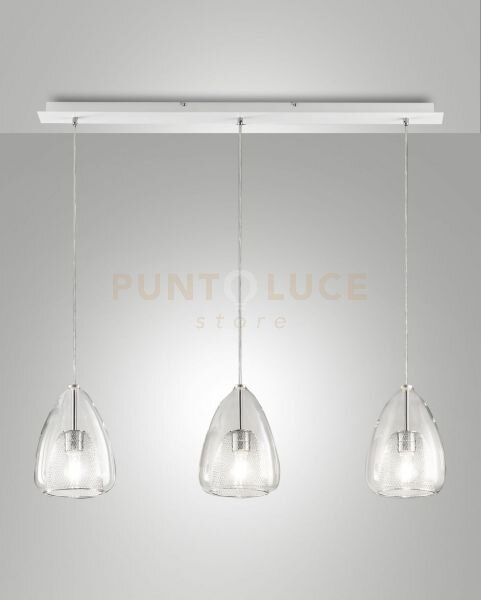 Britton lampadario a sospensione in vetro trasparente d.22cm 3 luc