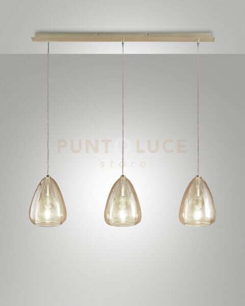 Britton lampadario a sospensione in vetro ambra d.22cm 3 luci atta