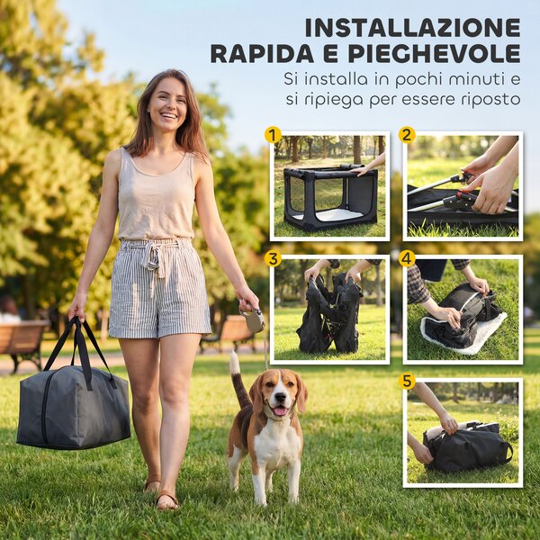 PawHut Trasportino Morbido per Cani e Gatti Pieghevole con Cuscino, Copertura Lavabile, Porte, in Oxford Traspiranti 600D, 76x54x54 cm, Verde | Aosom Italy
