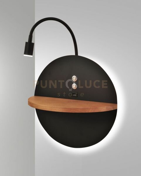 Dual applique nera a led 3000k - 9w + 6,5w - 750 lm + 630 lm retroi