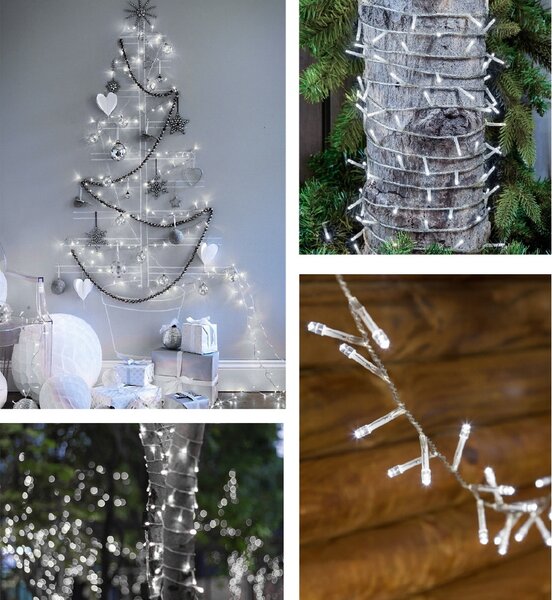Catena di luci 25 metri da 500 Led Bianco Freddo con cavo trasparente Wisdom