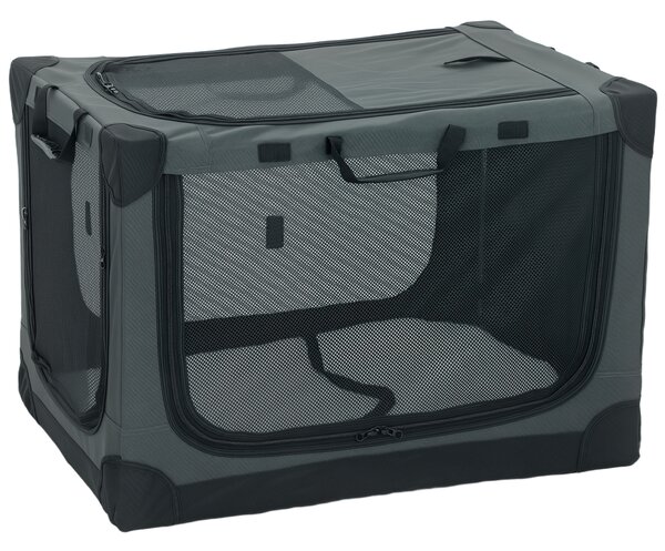 PawHut Trasportino Morbido per Cani e Gatti Pieghevole con Cuscino, Copertura Lavabile, Porte, in Oxford Traspiranti 600D, 76x54x54 cm, Verde | Aosom Italy