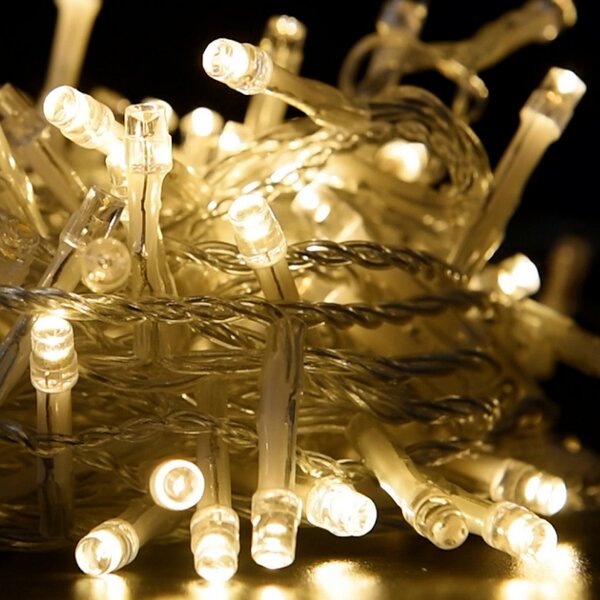 Catena di luci 25 metri da 500 Led Bianco Caldo con cavo trasparente Wisdom