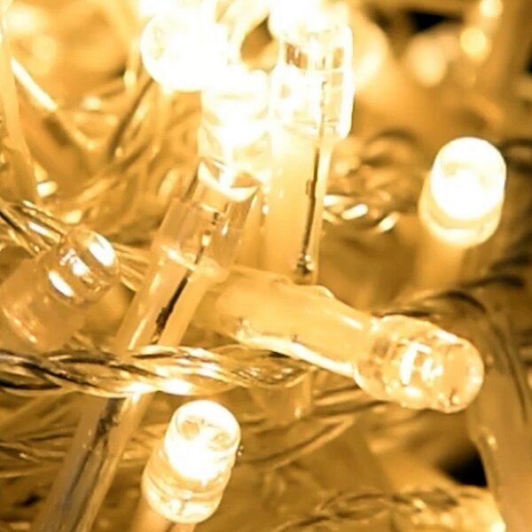 Catena di luci 25 metri da 500 Led Bianco Caldo con cavo trasparente Wisdom
