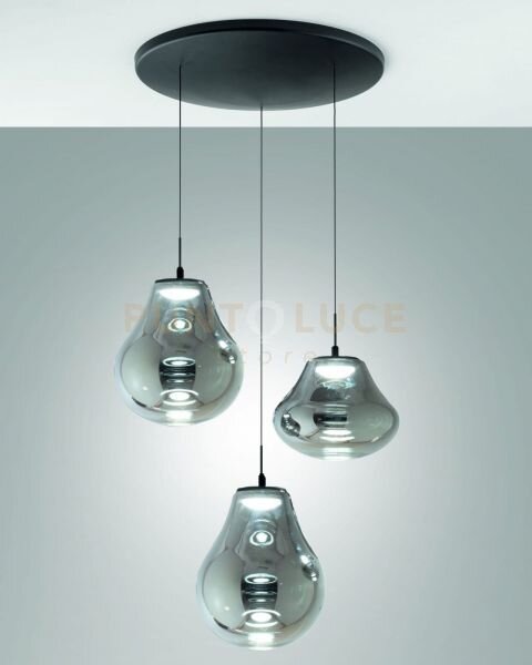 Deva sospensione fume' 3 luci tonda a led cct 2700k - 3000k - 4000k
