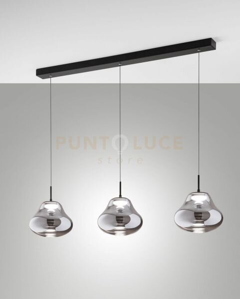 Deva sospensione fume' 3 luci lineare a led cct 2700k - 3000k - 40