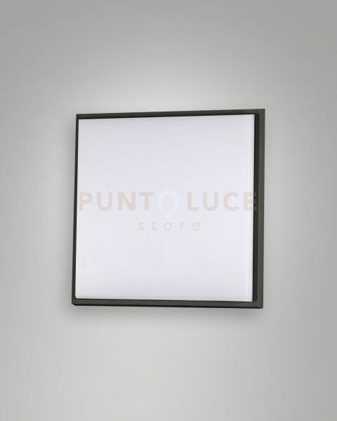 Desdy plafoniera led nera l.18x18cm 10w 3000k 1050lm in alluminio ip54