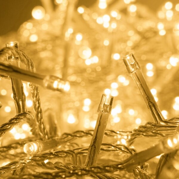 Catena di luci 25 metri da 500 Led Bianco Caldo con cavo trasparente Wisdom