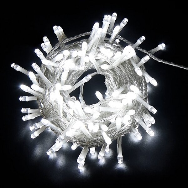 Catena di luci 25 metri da 500 Led Bianco Freddo con cavo trasparente Wisdom