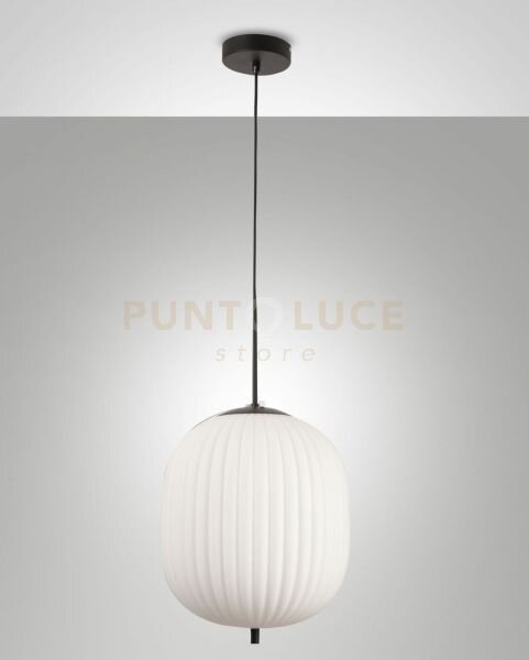 Domizia lampadario a sospensione nero d.32cm in metallo e vetro 1 l