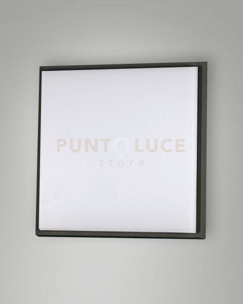 Desdy plafoniera nera l.24x24cm a led 23w 3000k 2700 lm in allumini