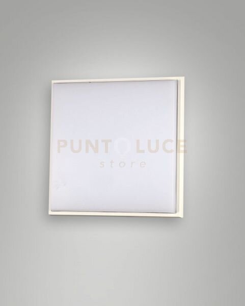Desdy plafoniera led bianca l.18x18cm 10w 3000k 1050lm in alluminio