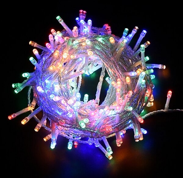 Catena di luci 25 metri da 500 Led Multicolore con cavo trasparente Wisdom