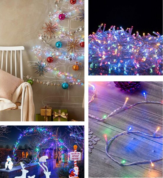 Catena di luci 25 metri da 500 Led Multicolore con cavo trasparente Wisdom