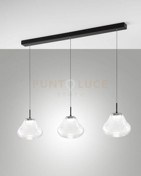 Deva sospensione trasparente 3 luci lineare a led cct 2700k - 3000