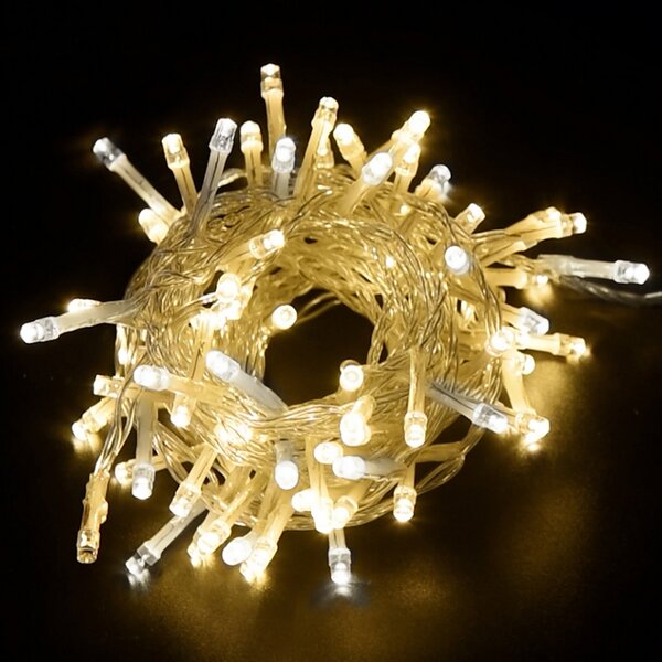 Catena di luci 42 metri da 500 Led Bianco Caldo fisso e Bianco Freddo intermittente con cavo trasparente Wisdom