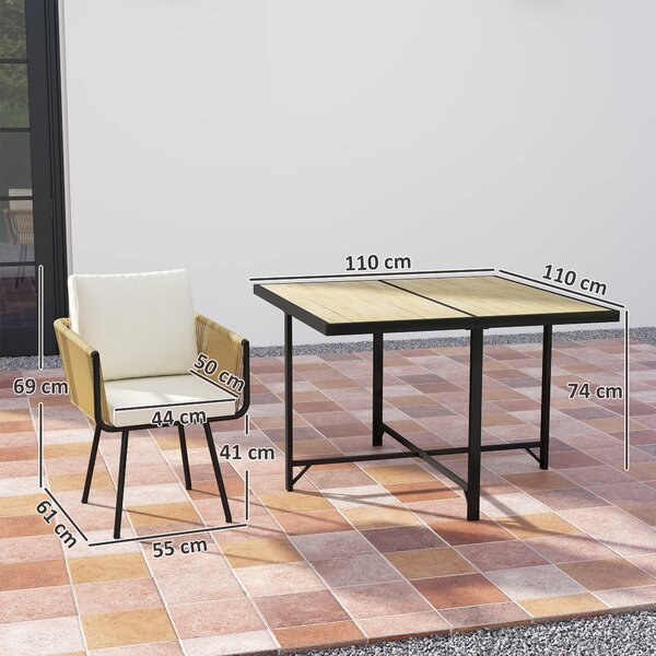 Outsunny Set da Giardino 5 Pezzi con Tavolo in Legno-Plastica | Aosom Italy