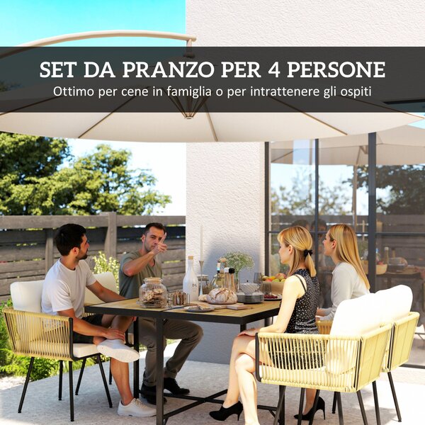 Outsunny Set da Giardino 5 Pezzi con Tavolo in Legno-Plastica | Aosom Italy
