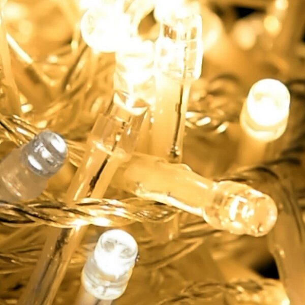 Catena di luci 42 metri da 500 Led Bianco Caldo fisso e Bianco Freddo intermittente con cavo trasparente Wisdom
