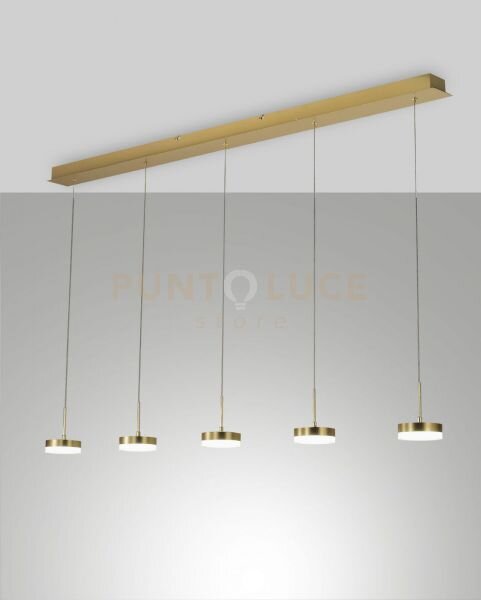 Dunk sospensione 5 luci ottone satinato a led 3000k - 40w - 3780 lm