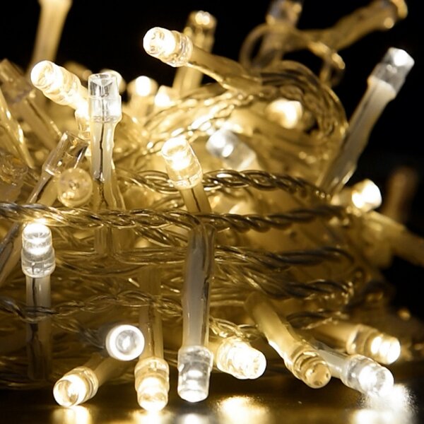 Catena di luci 42 metri da 500 Led Bianco Caldo fisso e Bianco Freddo intermittente con cavo trasparente Wisdom