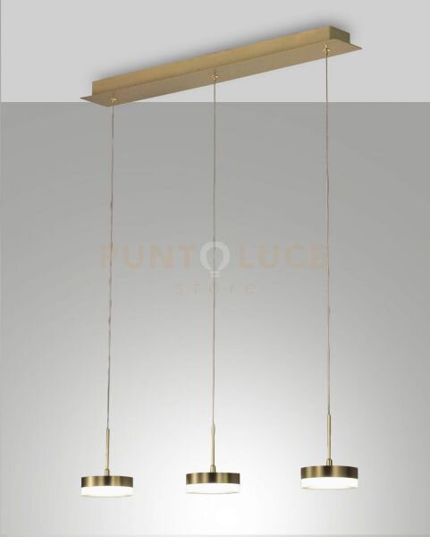 Dunk sospensione 3 luci ottone satinato a led 3000k - 24w - 2260 lm