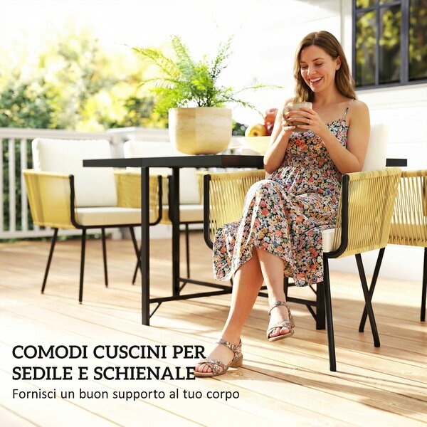 Outsunny Set da Giardino 5 Pezzi con Tavolo in Legno-Plastica | Aosom Italy