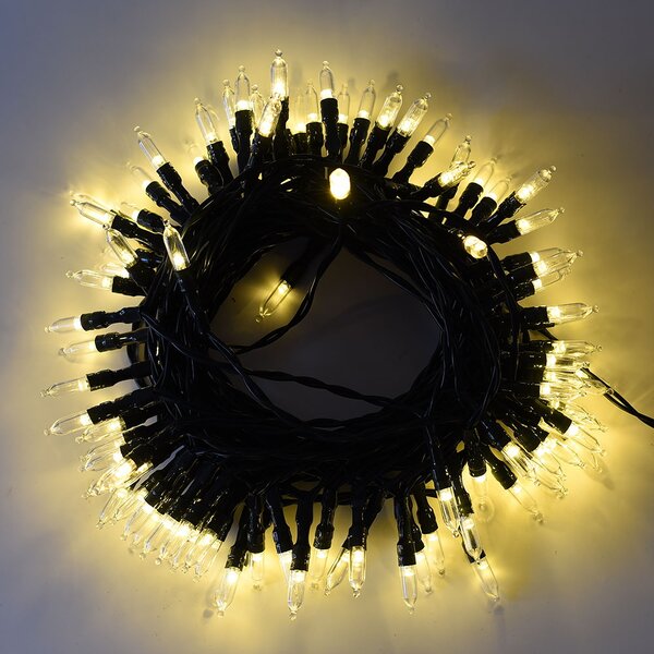 Catena di luci Vintage 10 metri da 100 Led Bianco Caldo con cavo verde a batteria Wisdom