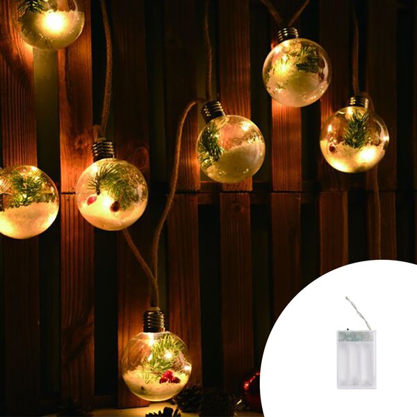 Catena decorata con 8 Sfere luminose a Led Bianco Caldo 2 metri a batteria Wisdom