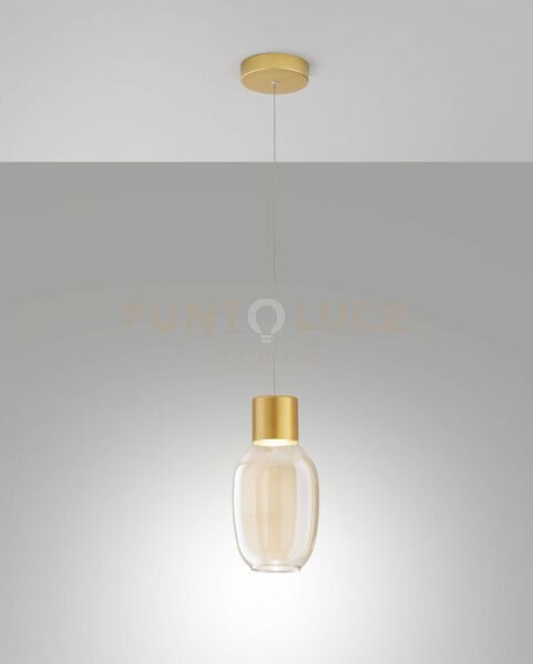 Lapo sospensione 1 luce cognac a led 3000k - 12w - 1300 lm dimmerab