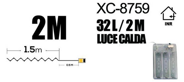 Catena decorata con 8 Sfere luminose a Led Bianco Caldo 2 metri a batteria Wisdom