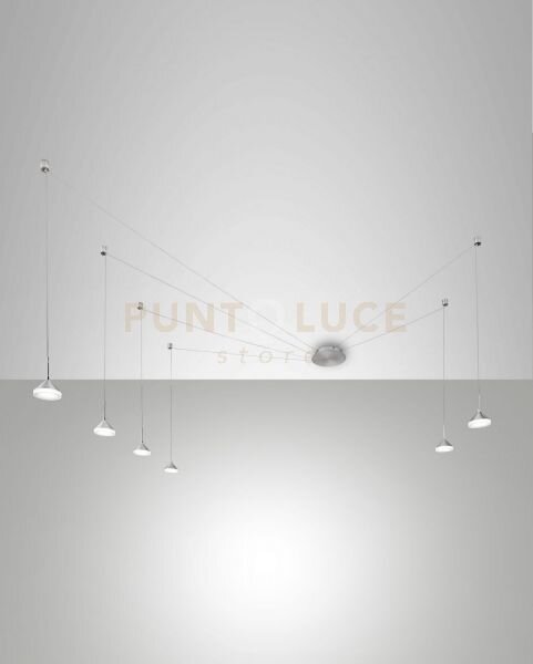 Isabella sospensione 6 luci alluminio spostabile a led 3000k - 48w