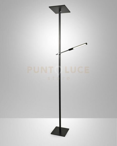 Ideal lampada da terra in alluminio nero 2 luci a led 3000k - 40w+8