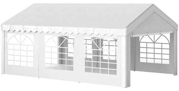 Outsunny Gazebo da Esterno Tendone per Feste Matrimonio Telaio in Acciaio Bianco (6m x 4.05m x2.8m)|Aosom