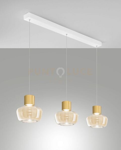 Kino sospensione 3 luci cognac a led 3000k - 36w - 3900 lm dimmerab