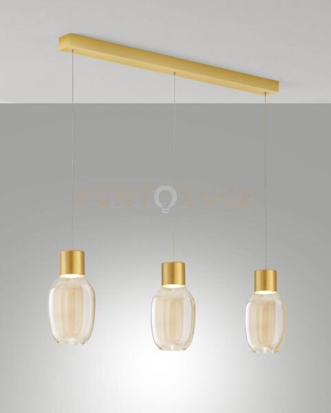 Lapo lampada a sospensione cognac 3 luci lineare a led 3000k - 36w 