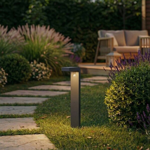 PRIOS Prios Lampione a LED solare Aurino, nero, 75 cm, sensore Aurino, Nero, Alluminio
