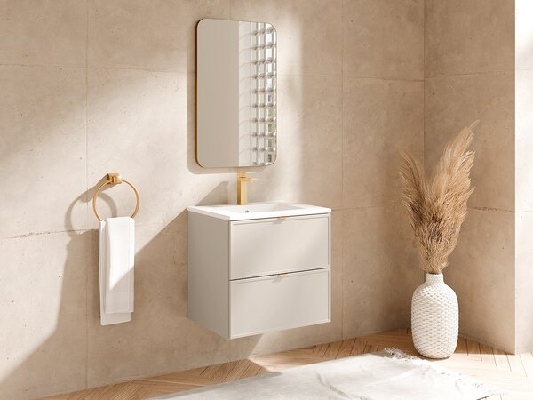 Mobile bagno sospeso con lavabo da incasso Beige 60 cm - ONDIL