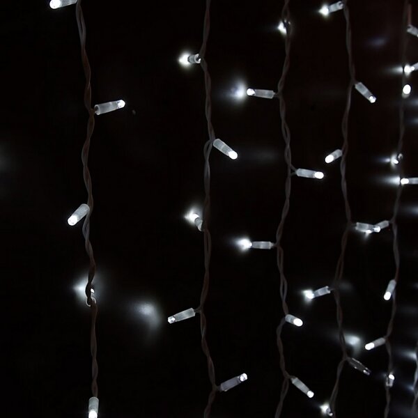 Tenda luminosa effetto pioggia 10 metri da 420 Led Bianco Freddo stalattiti altezza 90cm da esterno Wisdom