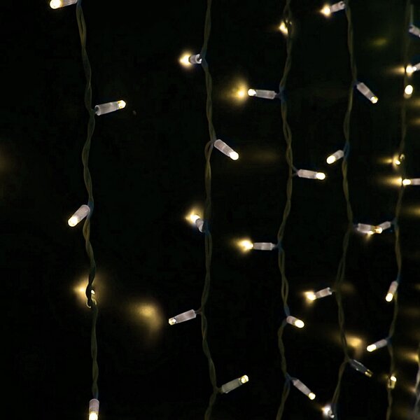 Tenda luminosa effetto pioggia 10 metri da 420 Led Bianco Caldo stalattiti altezza 90cm da esterno Wisdom