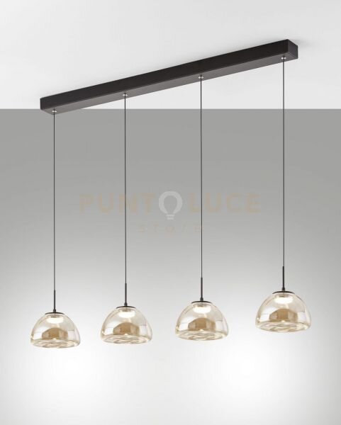 Lucille sospensione cognac 4 luci in vetro attacco linearea led cct