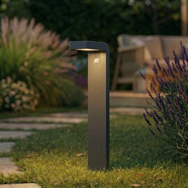 PRIOS Prios Lampione a LED solare Aurino, nero, 75 cm, sensore Aurino, Nero, Alluminio